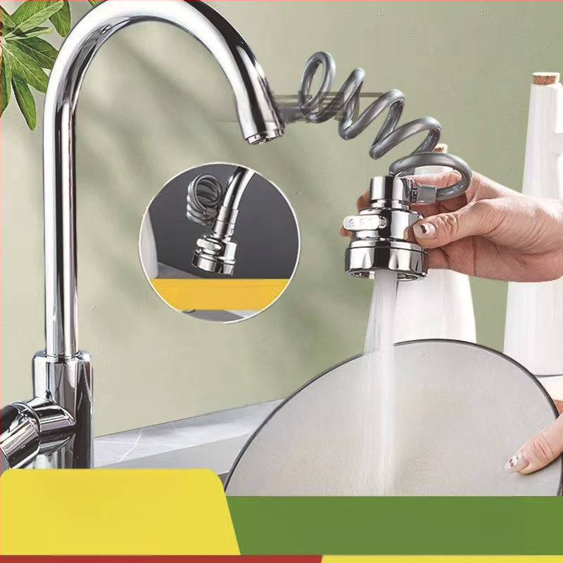 Universali virtuvės maišytuvas su ištraukiamu antgaliu, trijų lygių reguliuojamas srautas, padidintas slėgis, 360° pasukamas, prieš pursliavimą (keraminių vožtuvo šerdis; ABS medžiaga; spiralinis montavimas; viengijai jungčiai; elektroplatinimo danga)