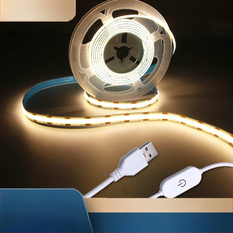 5V COB LED juostelės rinkinys spintai, 320 LED, 180° šviesos kampas, CRI 90, ryškumo reguliavimas