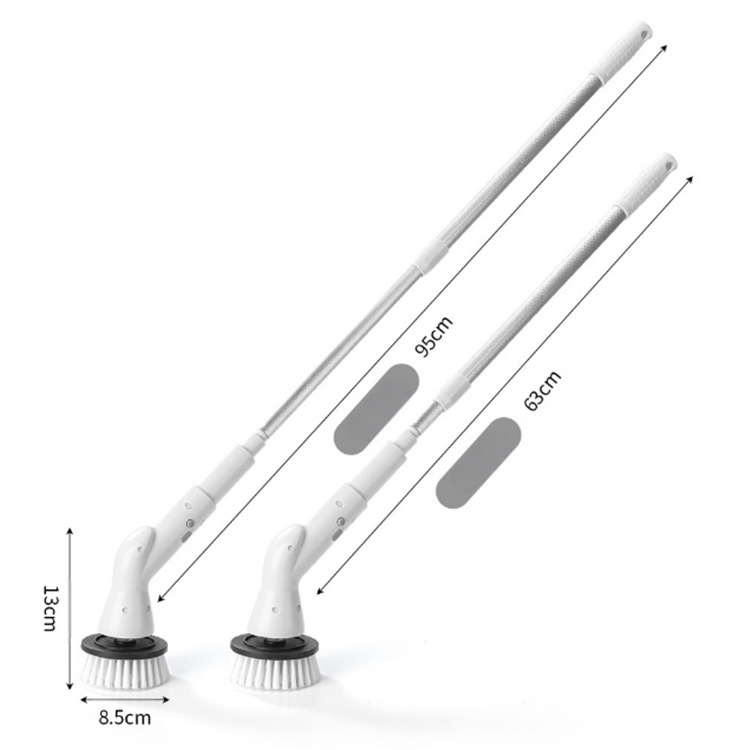 Garā bezvadu rotējoša tīrīšanas suka ar izvelkamu rokturi – ABS daudzfunkcionāla mājas suka ar galviņām apaviem, krūzēm, plaisām, mazgāšanai un tīrīšanas bumbiņai