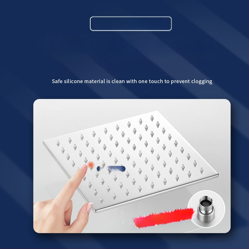 Yanya nerūdijančio plieno dušo galva, lietaus režimas, viršutinio purškimo modelis, darbinė temperatūra 1–90°C