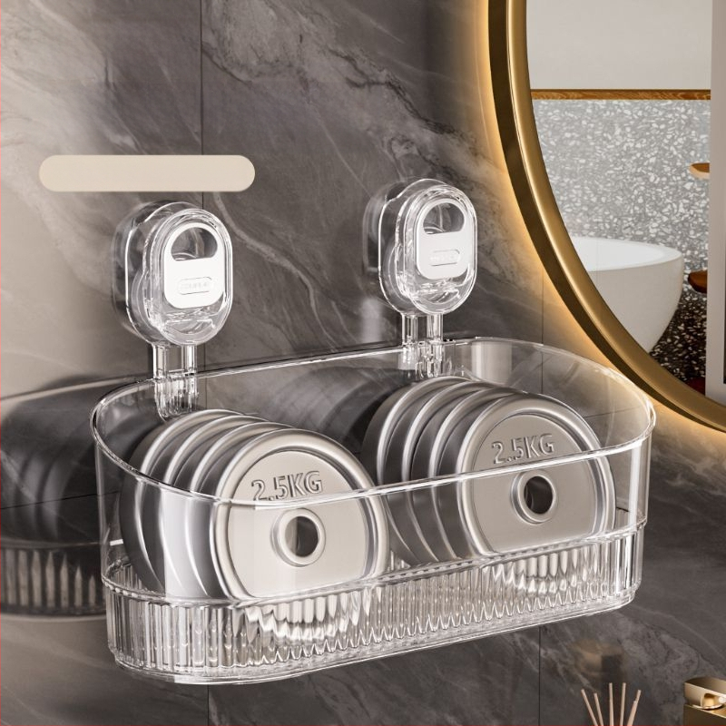 Vannas istabas vakuuma piestiprinātais plaukts — sienas piestiprināšanai, plastmasas, mūsdienīgs minimālisma stils, uzsākts 2024