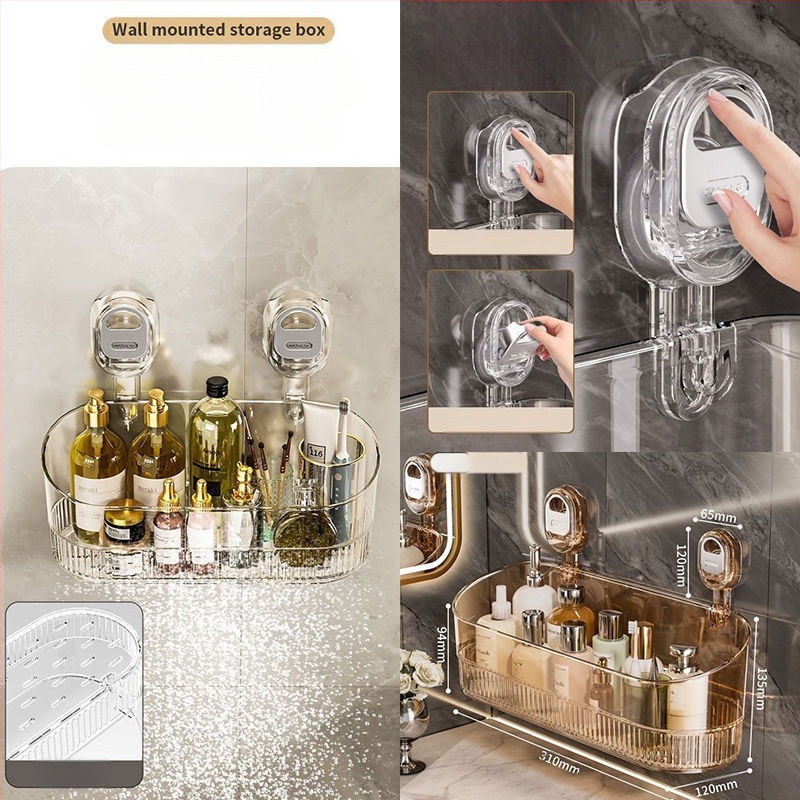 Vannas istabas vakuuma piestiprinātais plaukts — sienas piestiprināšanai, plastmasas, mūsdienīgs minimālisma stils, uzsākts 2024