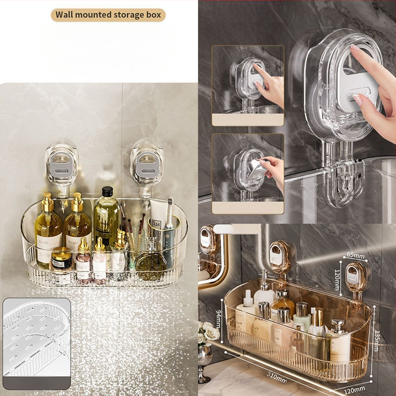 Vannas istabas vakuuma piestiprinātais plaukts — sienas piestiprināšanai, plastmasas, mūsdienīgs minimālisma stils, uzsākts 2024