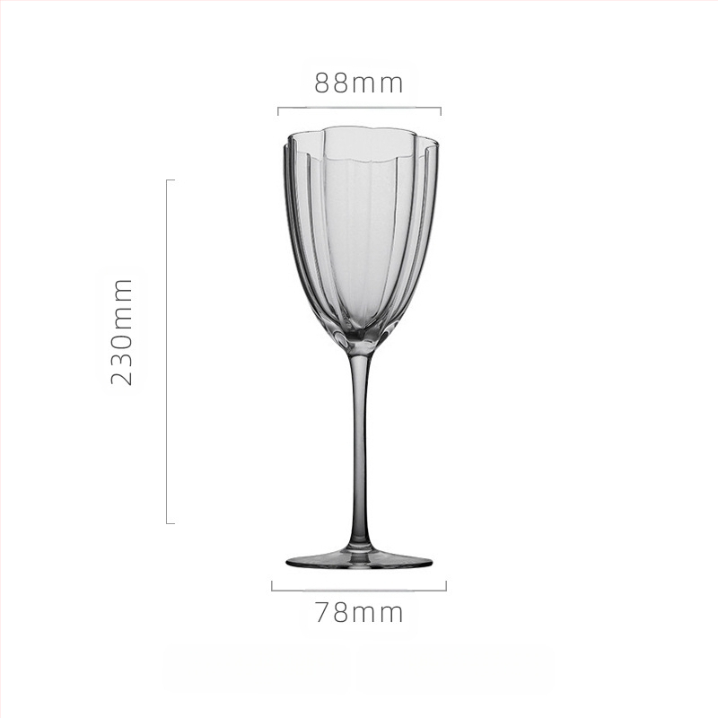 Vyno stiklas su gėlių forma (kristalas; Šiaurės stilius; pritaikomas; spausdintas logotipas)