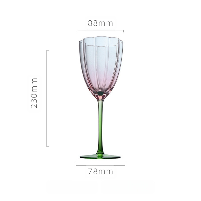 Vyno stiklas su gėlių forma (kristalas; Šiaurės stilius; pritaikomas; spausdintas logotipas)