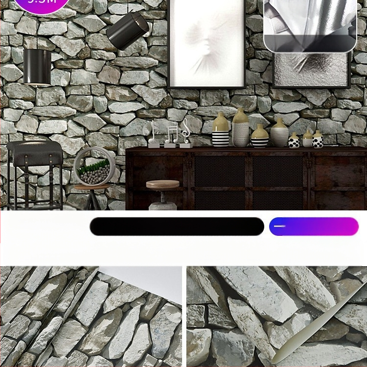 Plytų rašto lipnios tapetai, 3D efektas, PVC medžiaga, be formaldeido