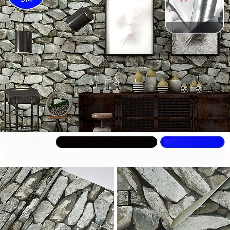 Plytų rašto lipnios tapetai, 3D efektas, PVC medžiaga, be formaldeido