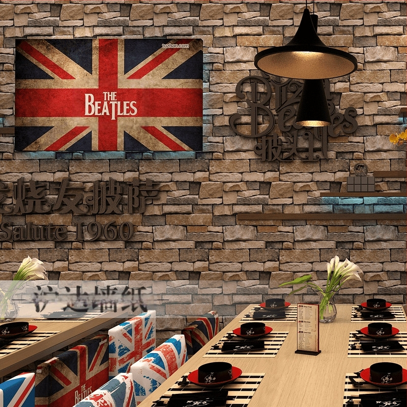 Sienų tapetai su plytų raštu, retro nostalgija, pramoninis stilius, PVC medžiaga