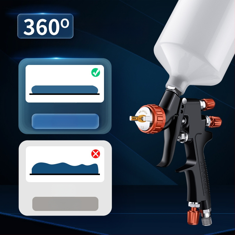 Topcoat purškimo pistole su viršutiniu rezervuaru, didelė atomizacija, tinkama automobiliams, baldams ir laivoms, purškimo atstumas 200 mm