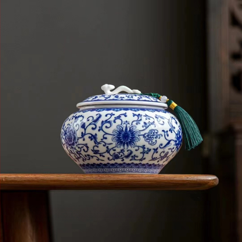 Keraminis arbatos indas su emalės danga, retro stilius, Ruyi motyvas su lotosu, svoris 0,65 kg