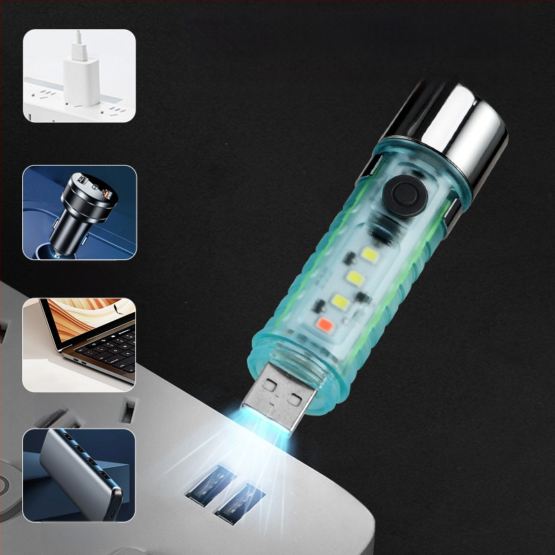 LED мини фенер с ключодържател за къмпинг, водоустойчив, LED+COB, обхват 10–15 м, време на светене 3 ч, капацитет на батерията 400 mAh