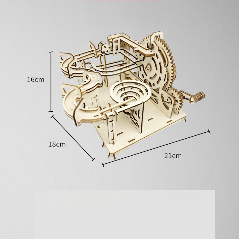 Koka DIY zinātnes rotaļlieta: bumbiņas trase ar roku saliekama, bioloģija/ķīmija, 7–14 gadi, Blue Jird