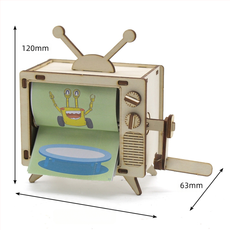 Rokasgriežamā Animācijas Mašīna Nr.1 — DIY STEM Rotaļlieta, Koka Konstrukcija, Vecums 14+
