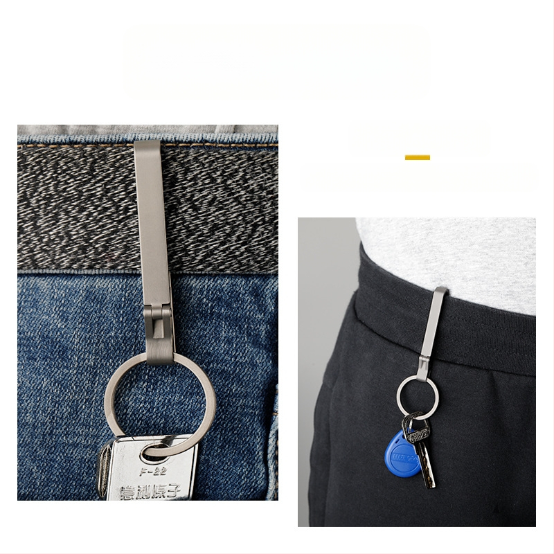 Titano lydinio automobilio raktų pakabukas su diržo sagtimi – lengvas, apsaugo nuo pametimo, šiuolaikiškas stilius