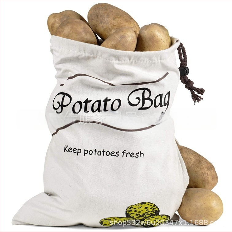 Σακούλα αποθήκευσης τροφίμων για φρούτα και λαχανικά με κορδόνι και μεταξοτυπία