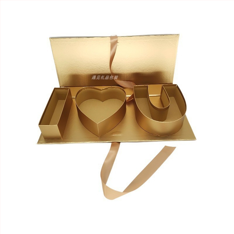 Подаръчна кутия за Свети Валентин с надпис I love you I O U — Meet, хартия/картон, гилдинг със сребърно щамповане, стил модерен, произход Гуанджоу