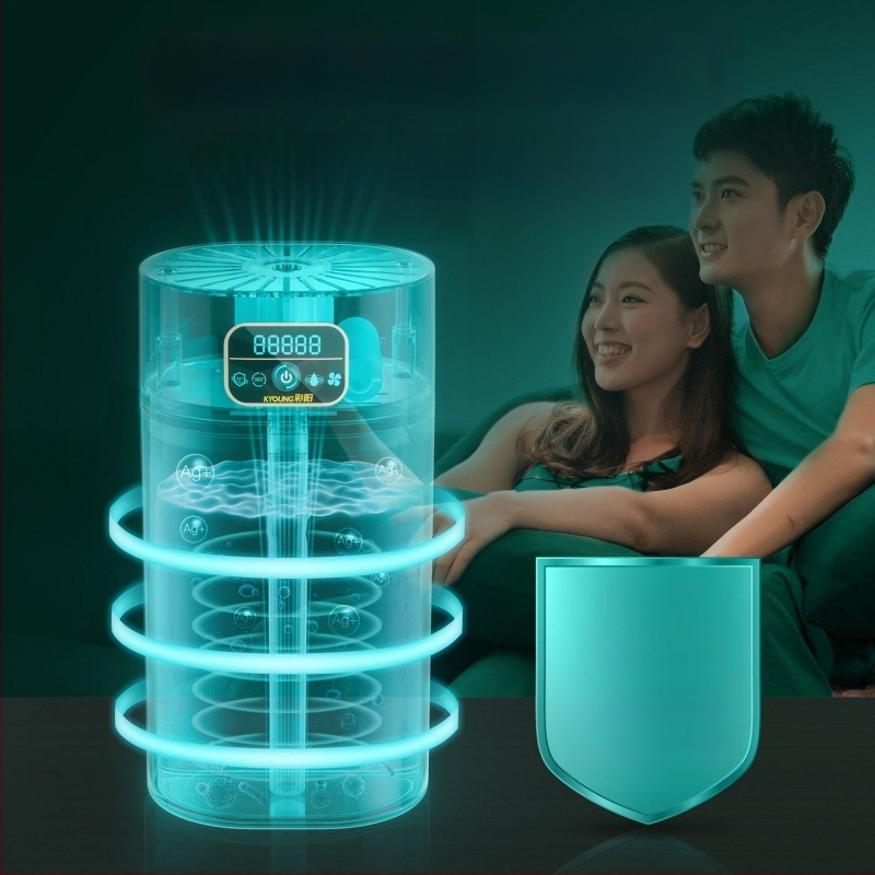 Tylius drėkintuvas su aromaterapija ir neigiamais jonais; vandens bakas 0,5–1 L; daugiau nei 3 rūko išėjimai; tinkamas plotui iki 10 m²; maitinimas sausais baterijomis