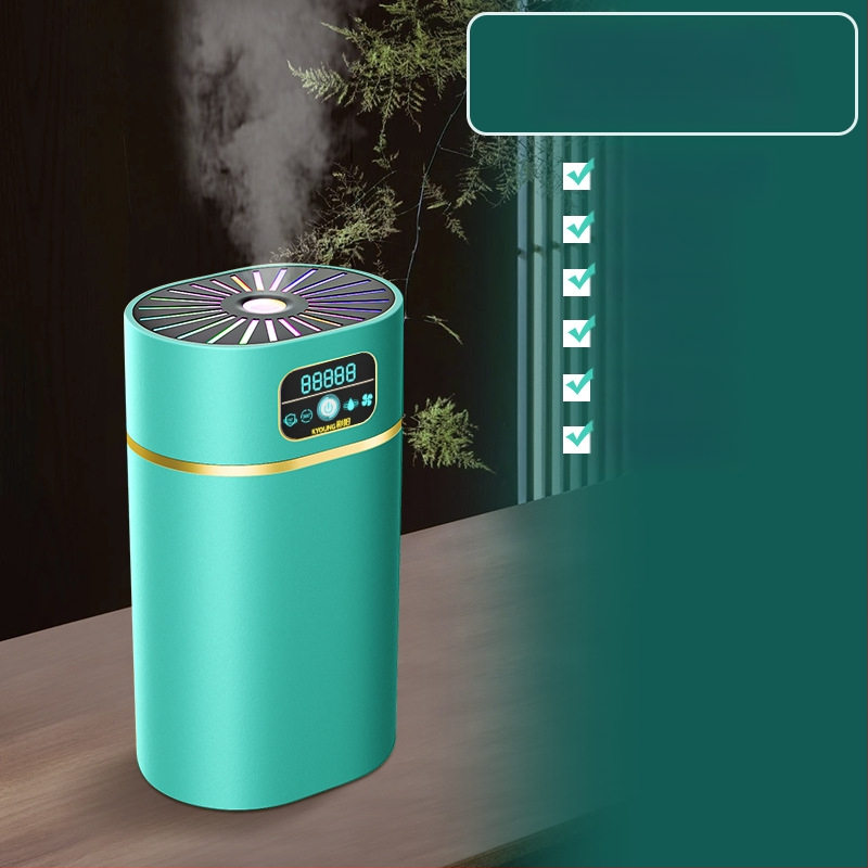 Tylius drėkintuvas su aromaterapija ir neigiamais jonais; vandens bakas 0,5–1 L; daugiau nei 3 rūko išėjimai; tinkamas plotui iki 10 m²; maitinimas sausais baterijomis