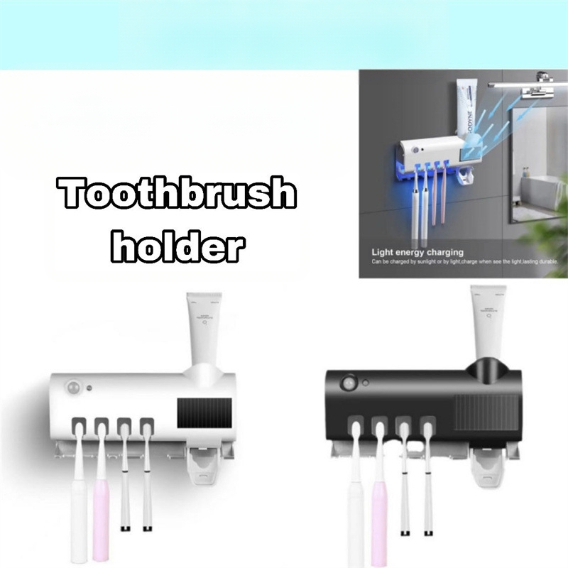 Dantų šepetėlių laikiklis su UV sterilizacija, sieninis tvirtinimas, ABS medžiaga, logotipo galimybė