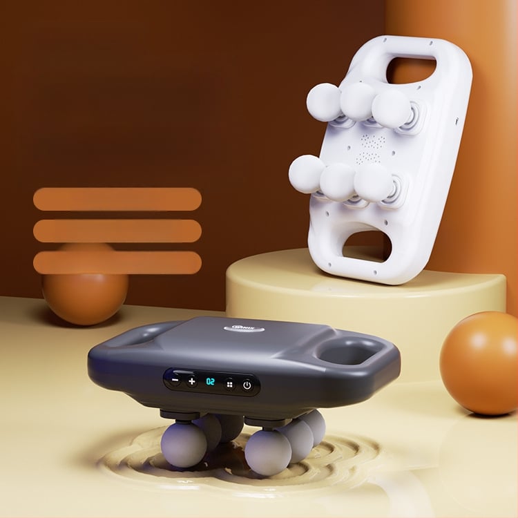 Perkusijski masažer s 6 nastavaka, brushless motor, ugrađena baterija 2000–4000 mAh, LCD zaslon, 5+ brzina, buka 36–45 dB