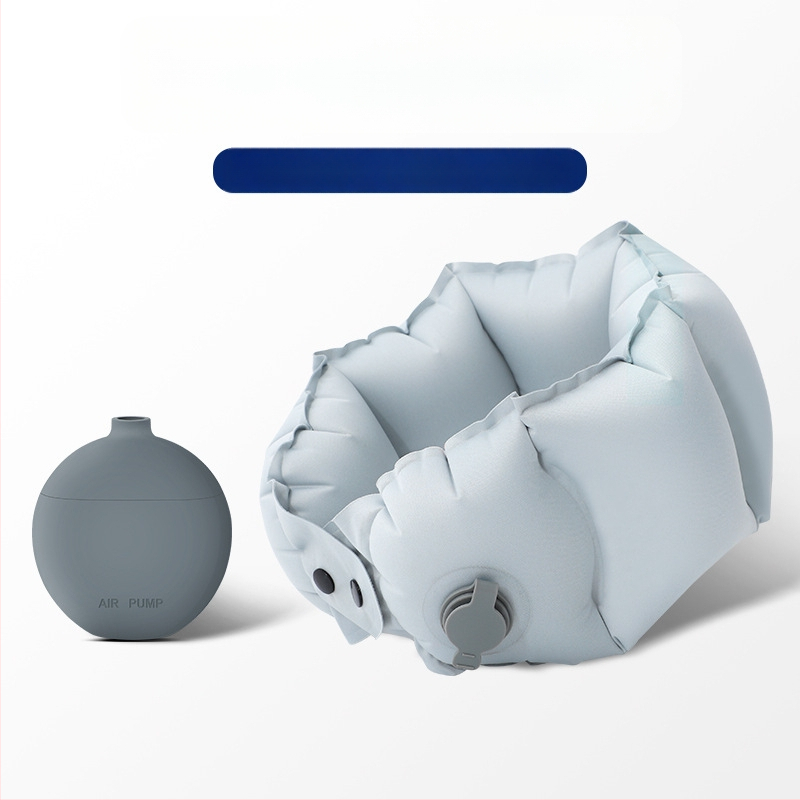 Надуваема U-образна възглавница за шия с помпа; Модел: дълга възглавница с помпа; Материал: Milk Silk; Стил: модерен и минималистичен; Подходяща за възрастни