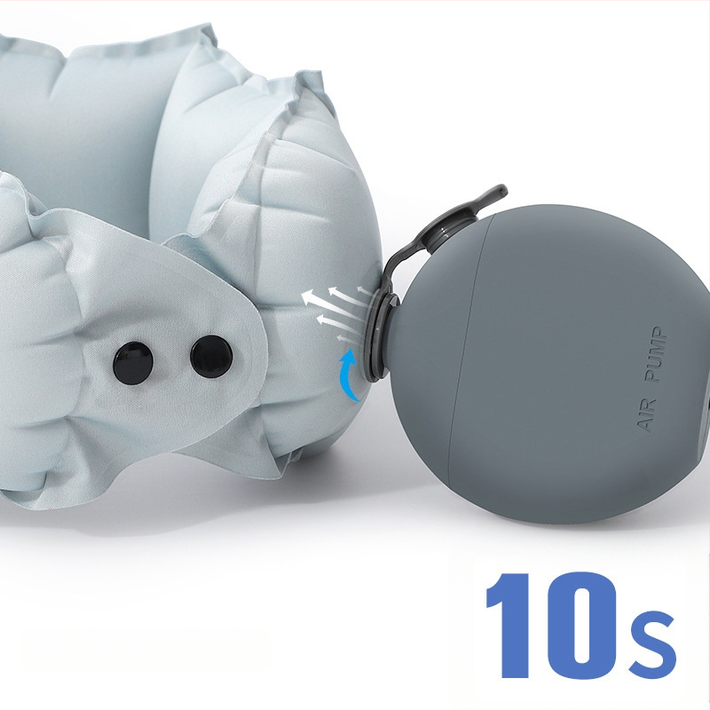 Надуваема U-образна възглавница за шия с помпа; Модел: дълга възглавница с помпа; Материал: Milk Silk; Стил: модерен и минималистичен; Подходяща за възрастни