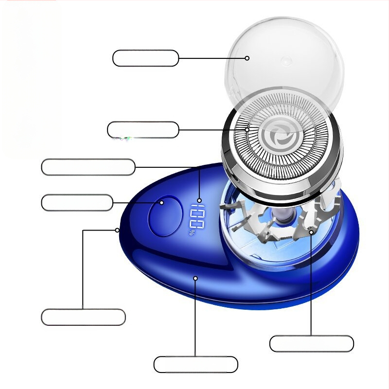 FH061-2 Φορητός ηλεκτρικός ξυριστήρας με 1 περιστρεφόμενη κεφαλή, LED οθόνη, αποσπώμενη πλενόμενη κεφαλή, ενσωματωμένη μπαταρία, αυτονομία 40 λεπτών