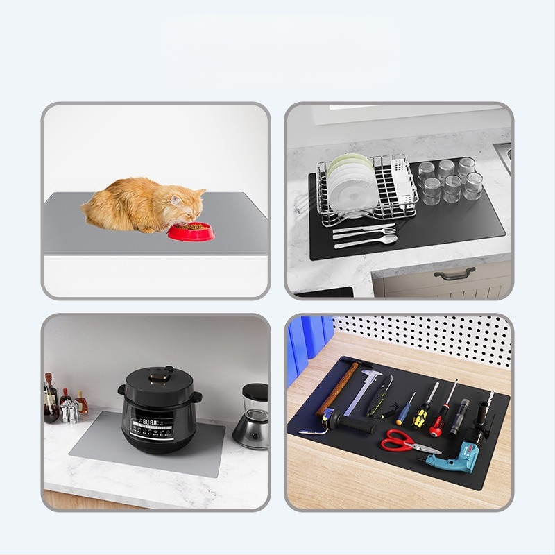 Kavos aparato silikoninis kilimėlis, stačiakampio formos, šiuolaikiško minimalistinio stiliaus, šiluminė izoliacija, pristatytas 2024 m. rugpjūčio