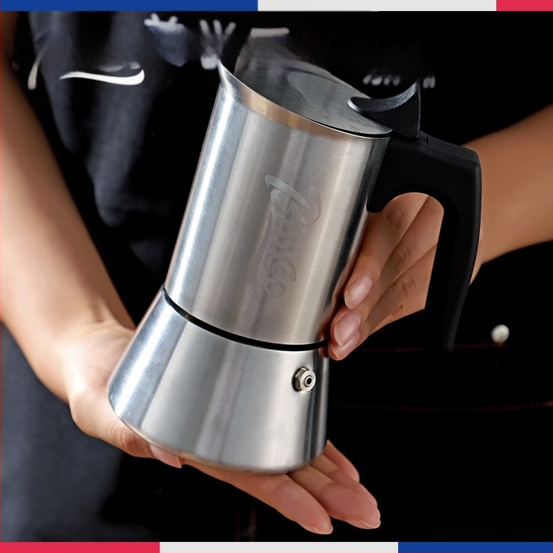 Bincoo едноклапанна мока пот от неръждаема стомана, италиански стил, домашна компактна кафеварка за концентрирано извличане