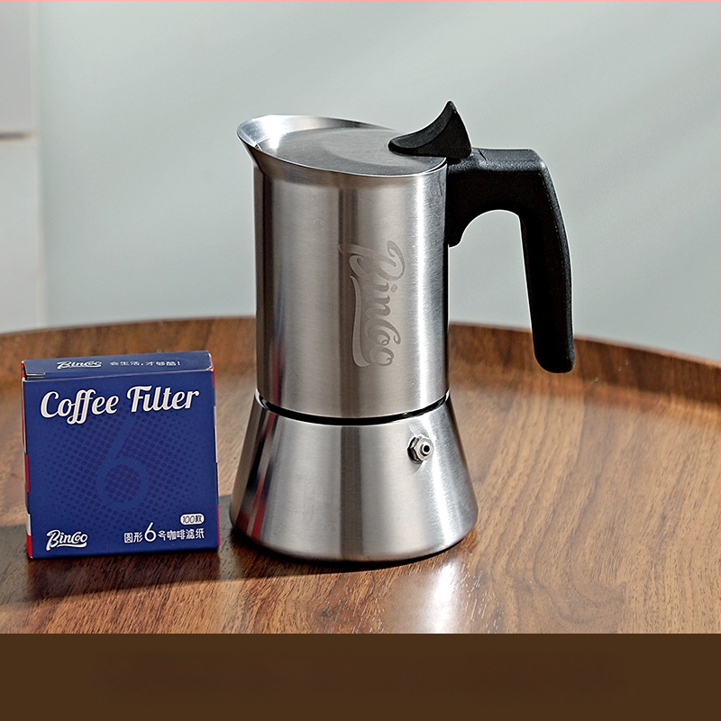 Bincoo едноклапанна мока пот от неръждаема стомана, италиански стил, домашна компактна кафеварка за концентрирано извличане