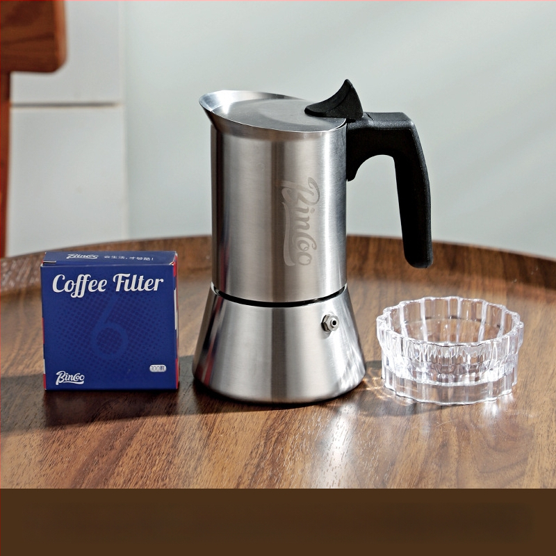Bincoo едноклапанна мока пот от неръждаема стомана, италиански стил, домашна компактна кафеварка за концентрирано извличане
