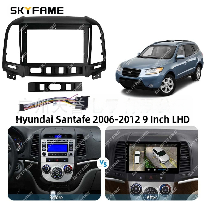 Android didelio ekrano rėmas Hyundai Santa Fe 2006-2012 – SKYFAME, plastikinė konstrukcija, 12V
