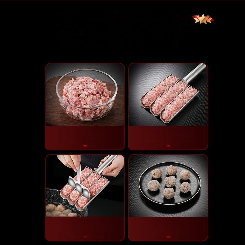 Metalo forma mėsos kukuliukams ir žuvies kukuliukams, neįprastos formos, šiuolaikiško minimalistinio stiliaus