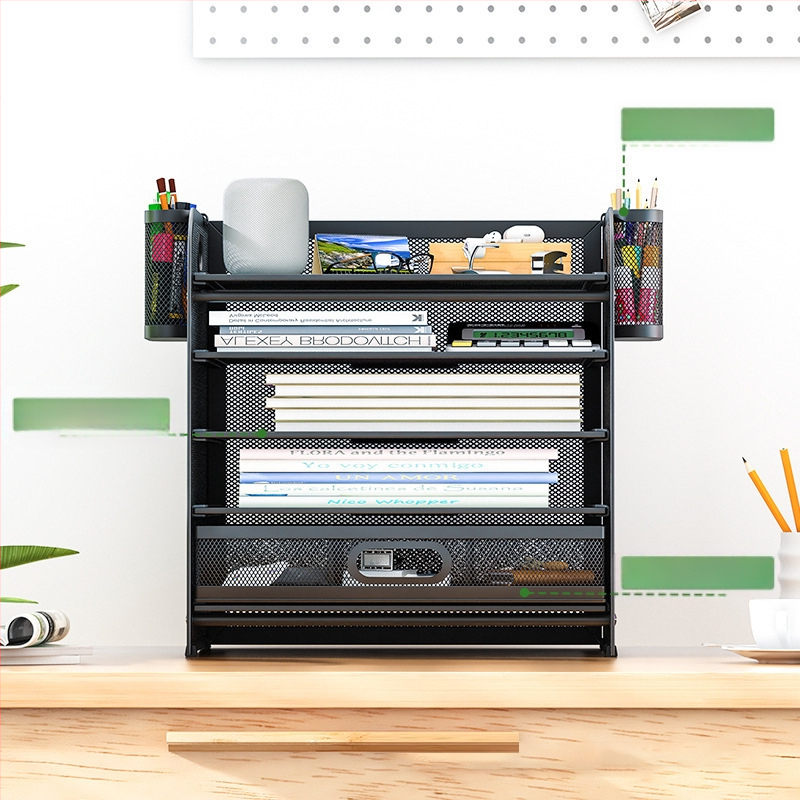 5-етажен рафт за файлове от въглеродна стомана с чекмедже за бюро – офисен организатор документи