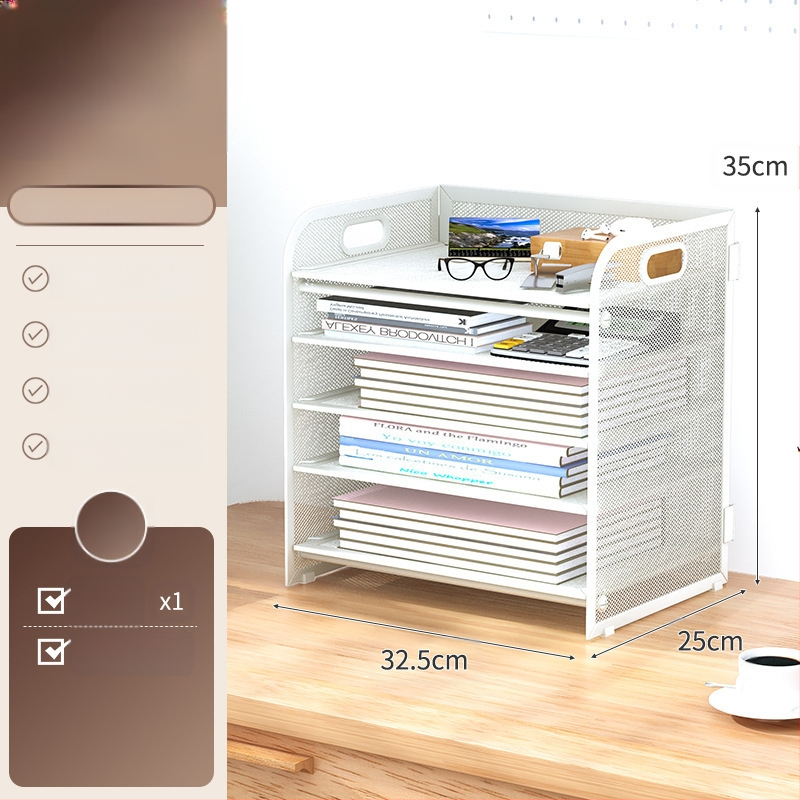 5-етажен рафт за файлове от въглеродна стомана с чекмедже за бюро – офисен организатор документи