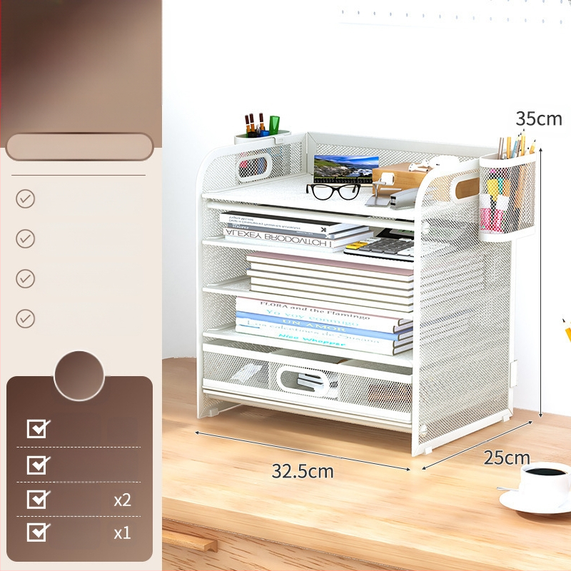 5-етажен рафт за файлове от въглеродна стомана с чекмедже за бюро – офисен организатор документи