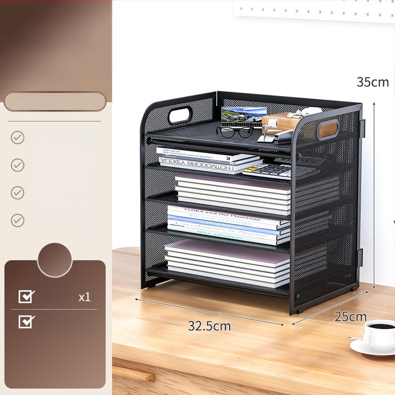 5-етажен рафт за файлове от въглеродна стомана с чекмедже за бюро – офисен организатор документи