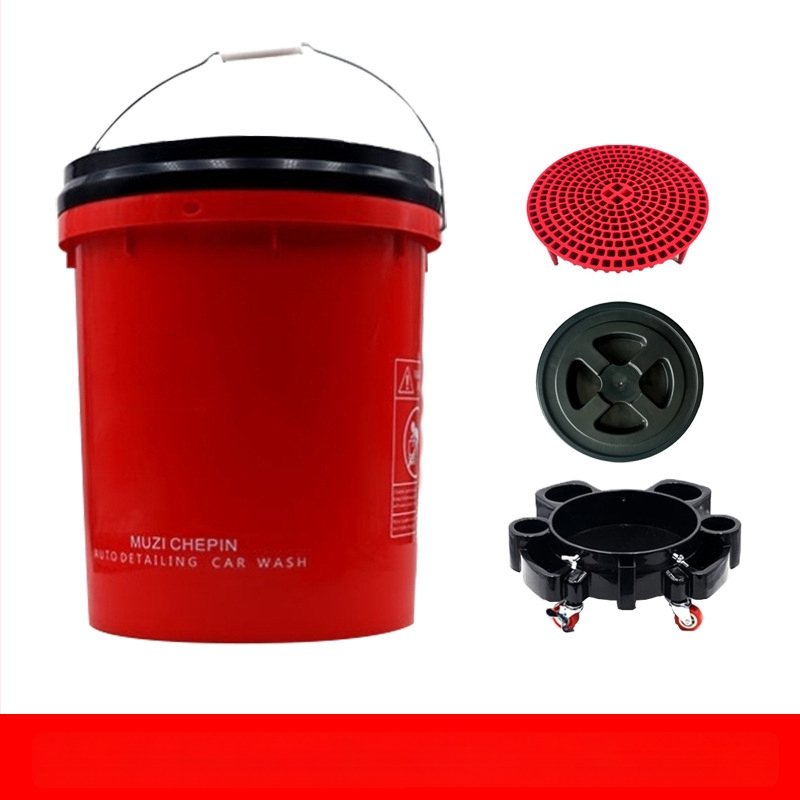 Divu kannu auto mazgāšanas komplekts ar vāku, izgatavots no rūpnieciska cieta plastika, pārnēsājams, modelis LTS001, ar smilšu filtrēšanas režģi