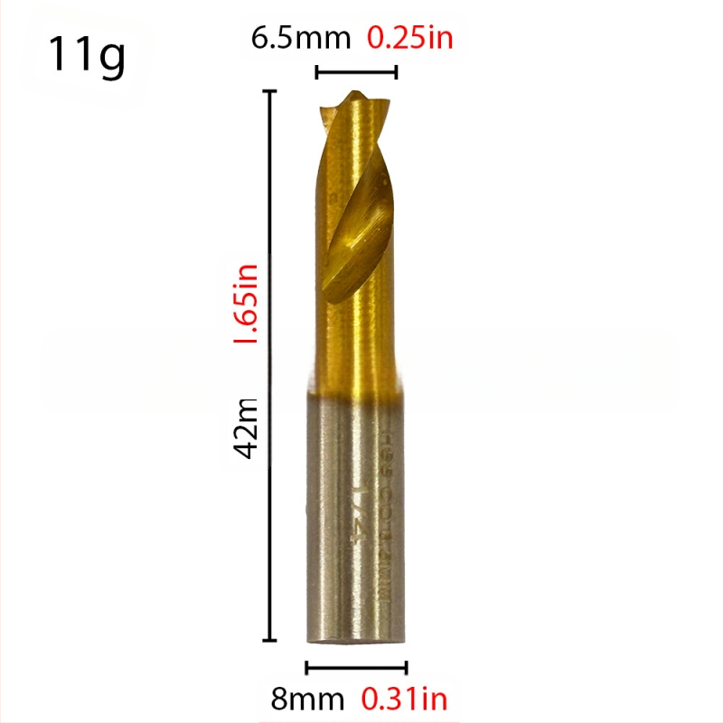 Liberty Дриль бит за точково заваряване с титаново покритие върху високоскоростна стомана, с прав штифт, съдържа кобалт – за премахване на заваръчни точки по автомобилна ламарина