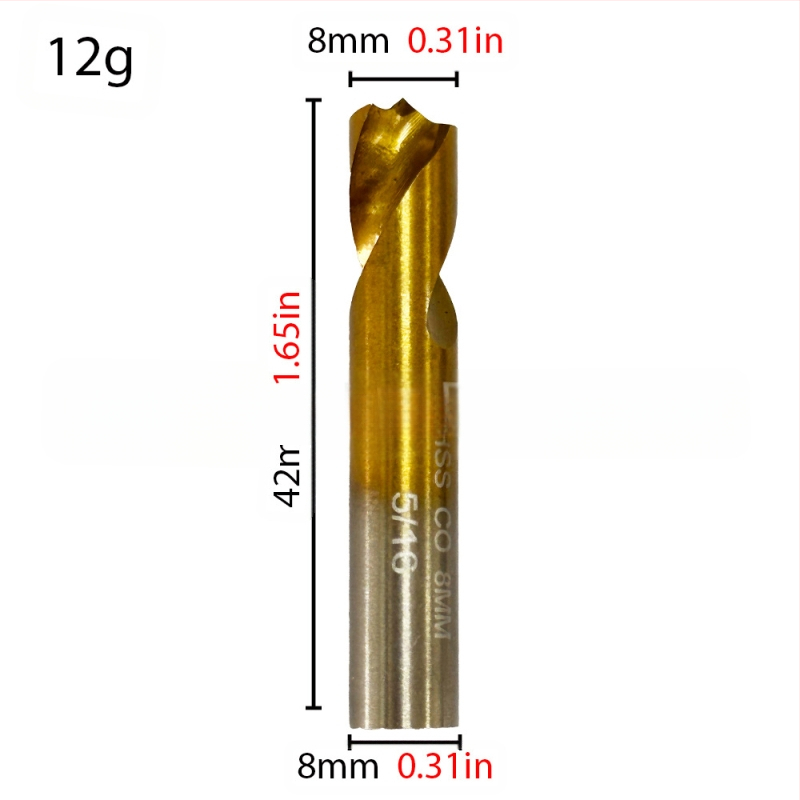Liberty Дриль бит за точково заваряване с титаново покритие върху високоскоростна стомана, с прав штифт, съдържа кобалт – за премахване на заваръчни точки по автомобилна ламарина