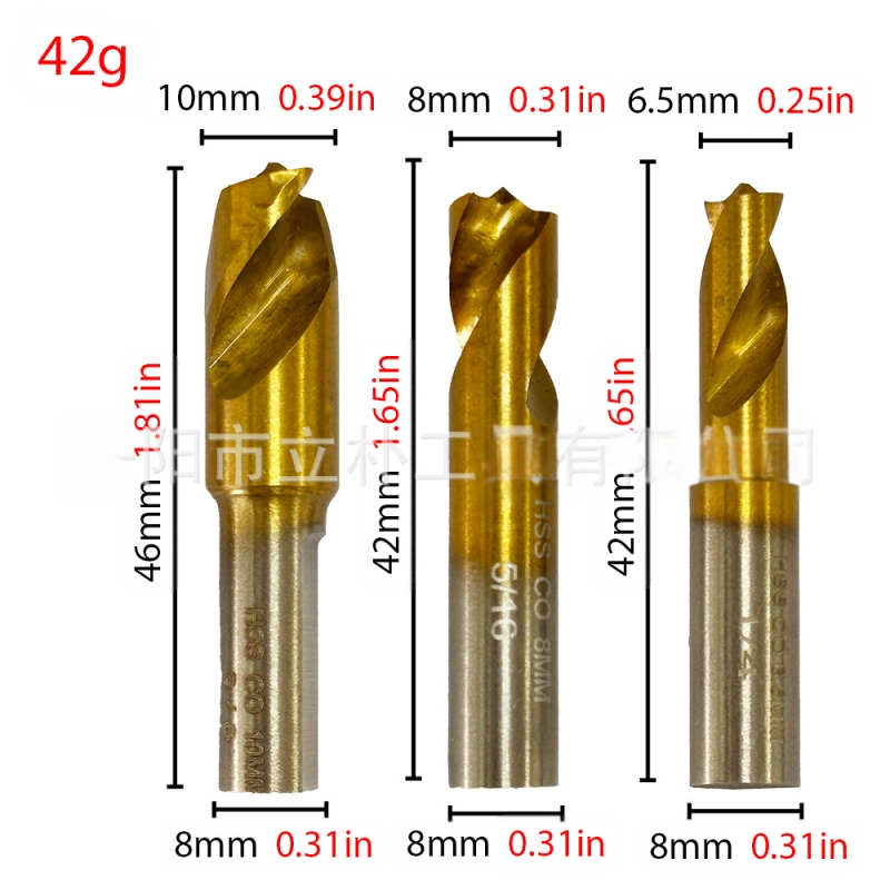 Liberty Дриль бит за точково заваряване с титаново покритие върху високоскоростна стомана, с прав штифт, съдържа кобалт – за премахване на заваръчни точки по автомобилна ламарина