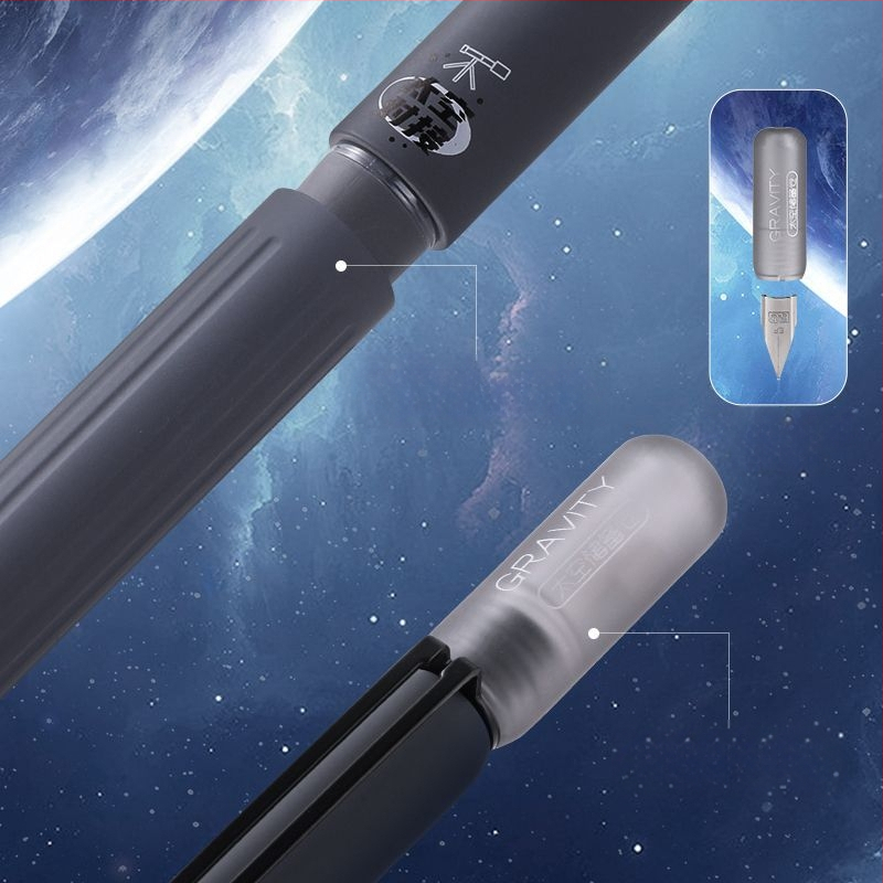 Fontaninis rašiklis su kartridžo įdėklu, EF nib, iridijos galas, magnetinis dangtelis, Space Storage Warehouse modelis