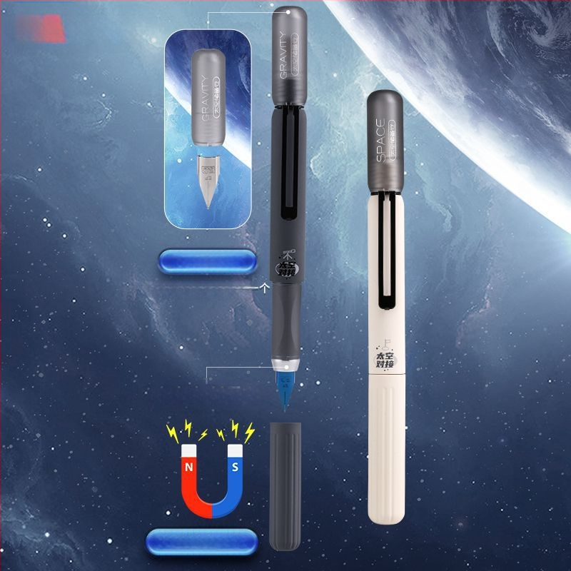 Fontaninis rašiklis su kartridžo įdėklu, EF nib, iridijos galas, magnetinis dangtelis, Space Storage Warehouse modelis