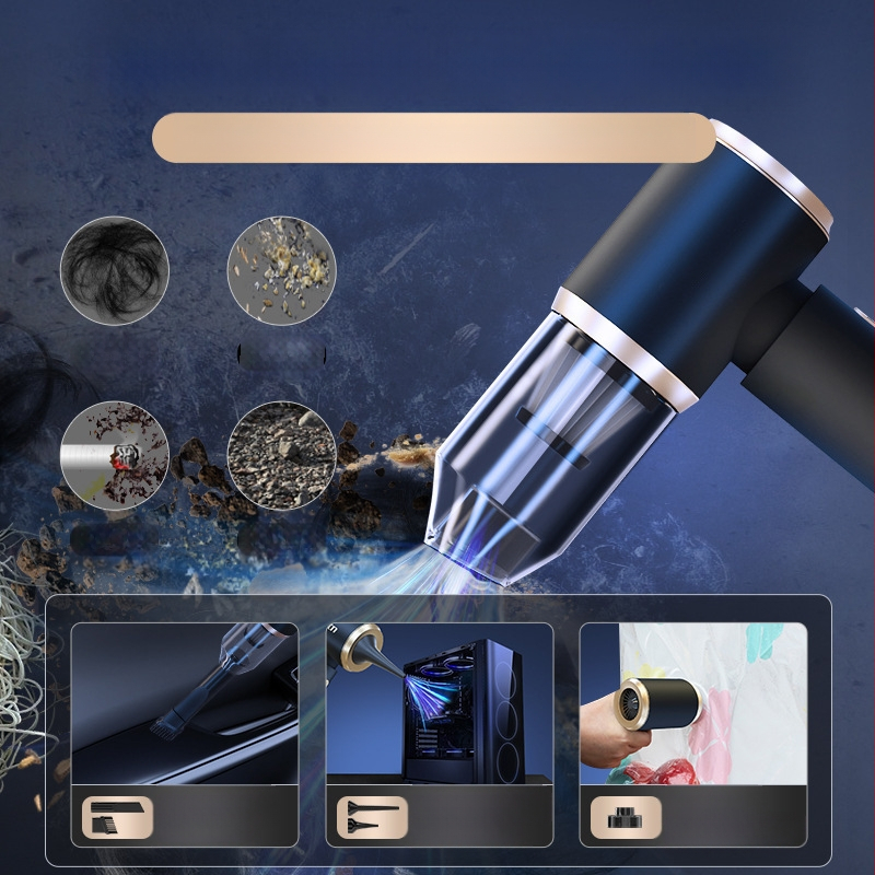 Rokas bezvadu auto putekļu sūcējs ar pūšanas un sūcēšanas funkciju, 120W, ≤36V, iebūvēta baterija 3000–4000 mAh, trokšņa līmenis 46–70 dB