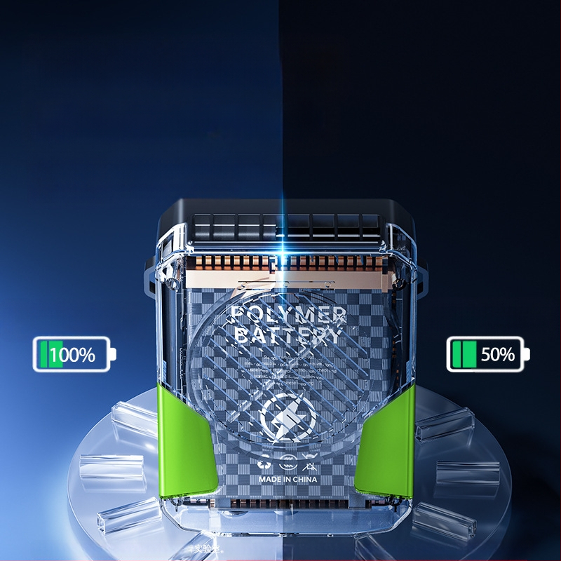 Juosmens ventiliatorius sportui, USB maitinimas, 3 greičiai, triukšmas 36–45 dB, 5V 3W, įmontuota baterija 2000–4000 mAh