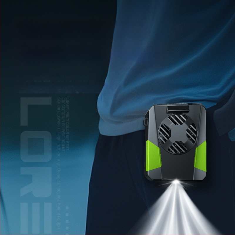 Juosmens ventiliatorius sportui, USB maitinimas, 3 greičiai, triukšmas 36–45 dB, 5V 3W, įmontuota baterija 2000–4000 mAh