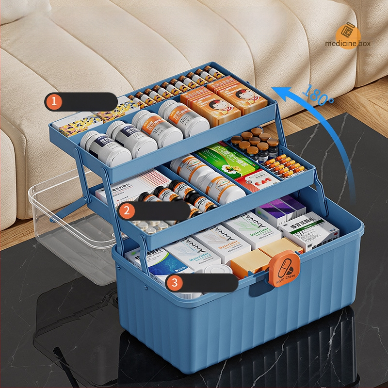 Ντουλάπι φαρμάκων, 12 διαμερίσματα, πλαστικό, φορητό, με δυνατότητα λογότυπου