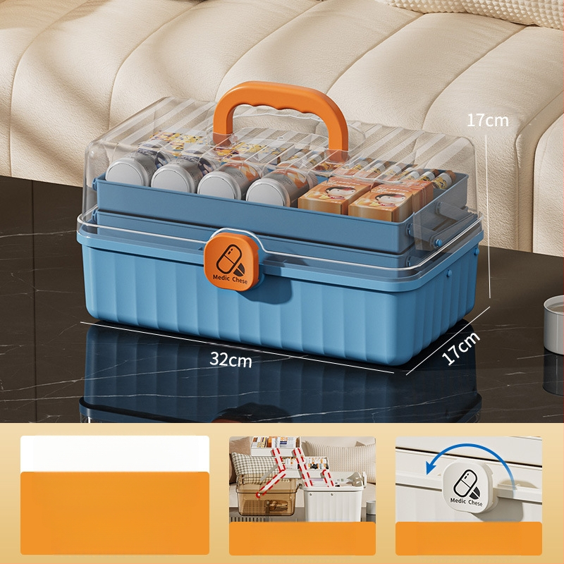 Ντουλάπι φαρμάκων, 12 διαμερίσματα, πλαστικό, φορητό, με δυνατότητα λογότυπου