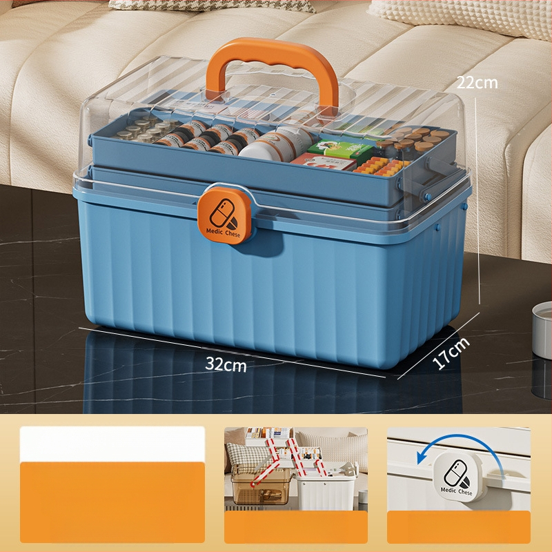 Ντουλάπι φαρμάκων, 12 διαμερίσματα, πλαστικό, φορητό, με δυνατότητα λογότυπου