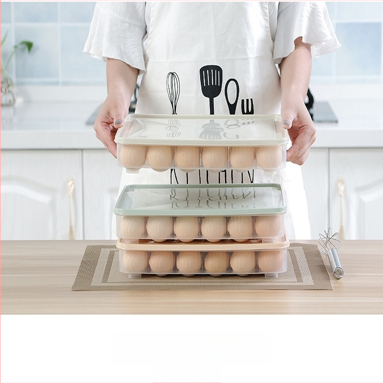 KUCOCO кутия за съхранение на пелмени, многоетажна конструкция, подходяща за пелмени и яйца, за хладилник и фризер, PP материал